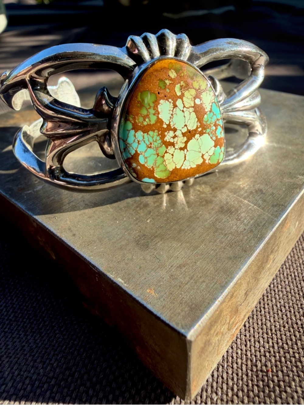 Sterling Silver and Royston Turquoise Statement Cuff Bracelet